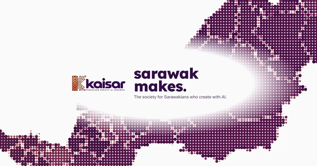 The KAISAR logo and the words sarawak makes, over Sarawak drawn in dots.