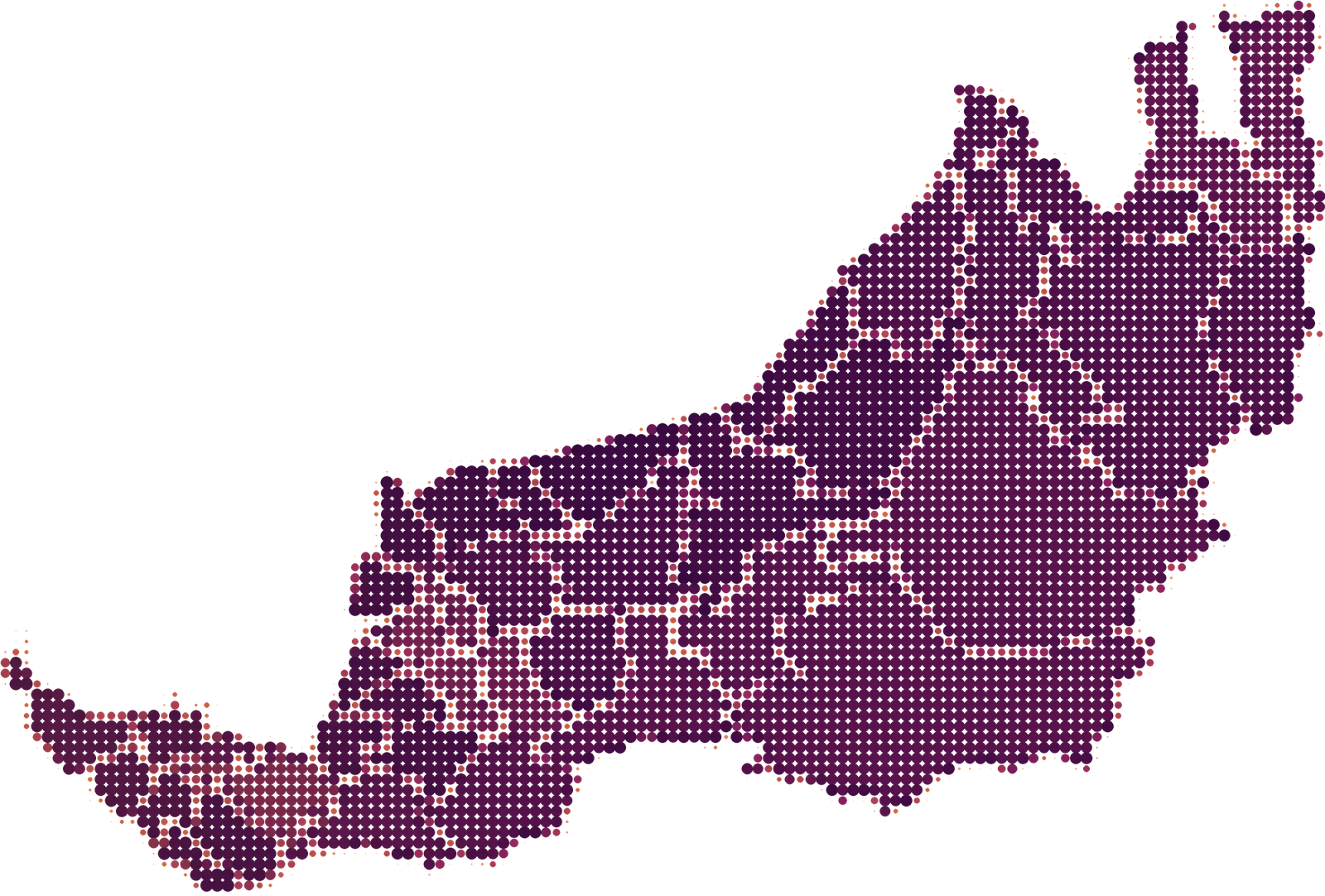 The map of Sarawak drawn in dots